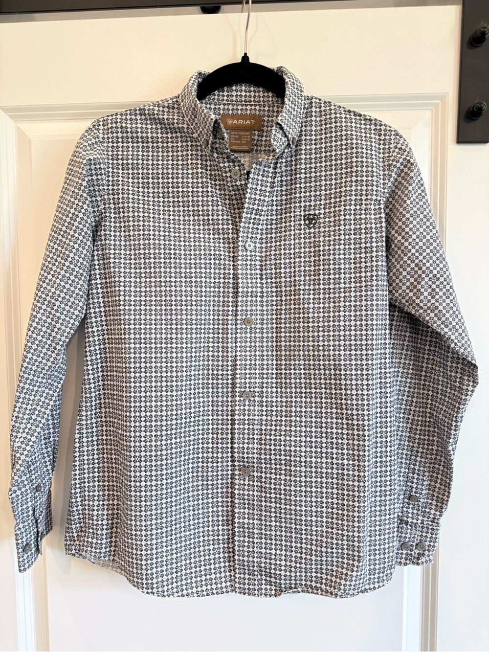 Ariat Boy’s Button-Down Shirt in Black and White